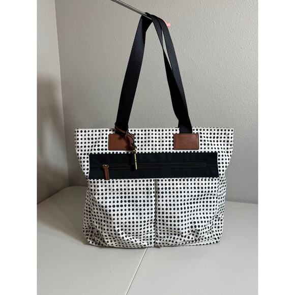 Fossil Handbags - Fossil Bailey black & white polka dot large tote bag purse